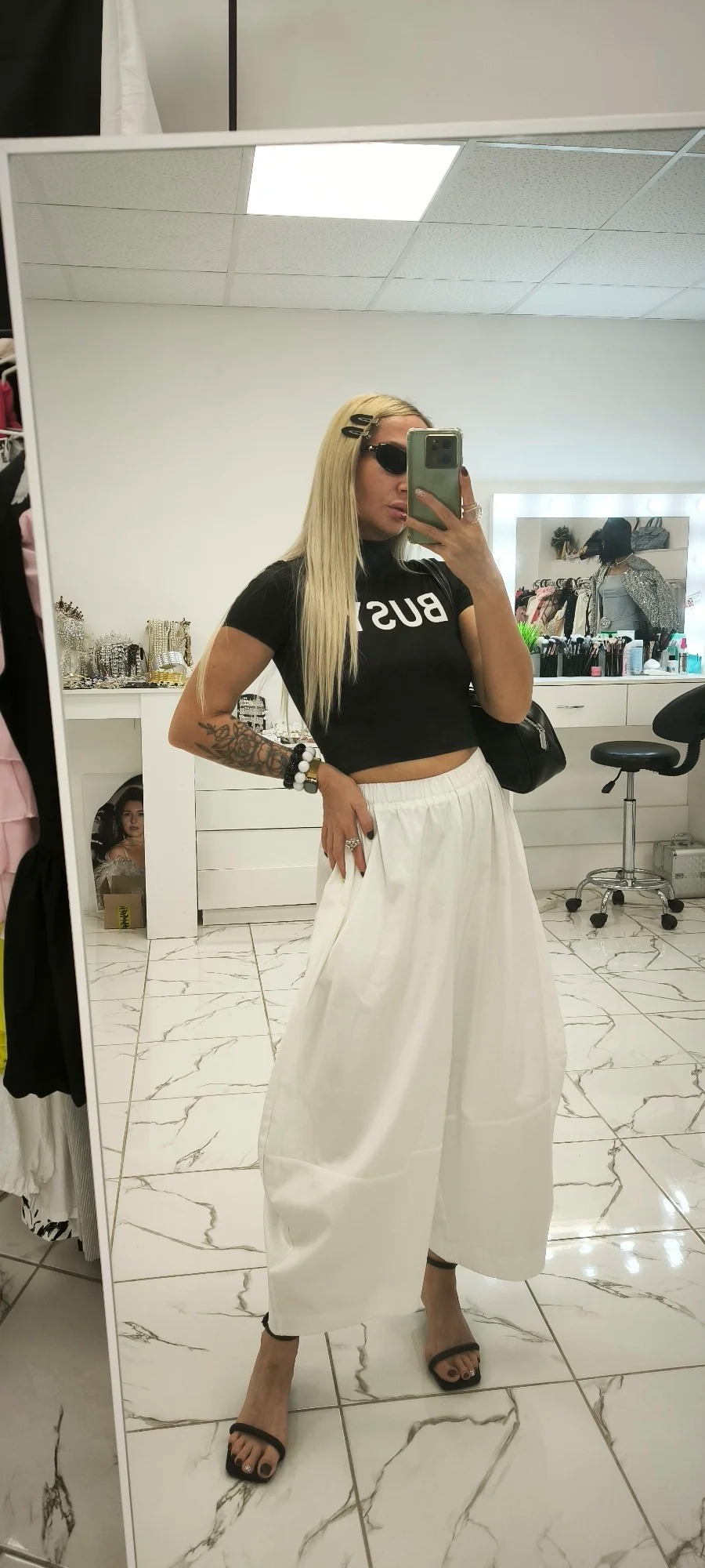 La Vie Busy Graphic Crop Top