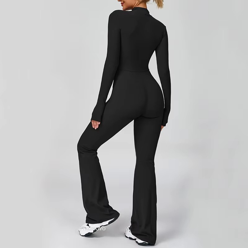 VITALINOVO Zip-Up Flare Jumpsuit