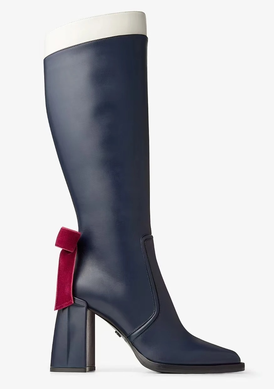 Bow-Back Colorblock Heeled Boots