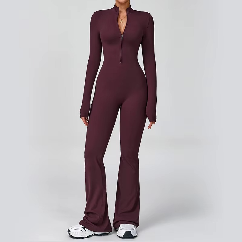 VITALINOVO Zip-Up Flare Jumpsuit