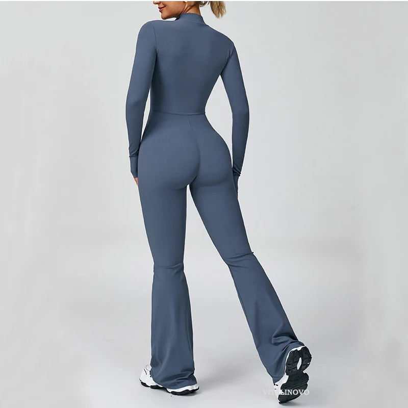 VITALINOVO Zip-Up Flare Jumpsuit