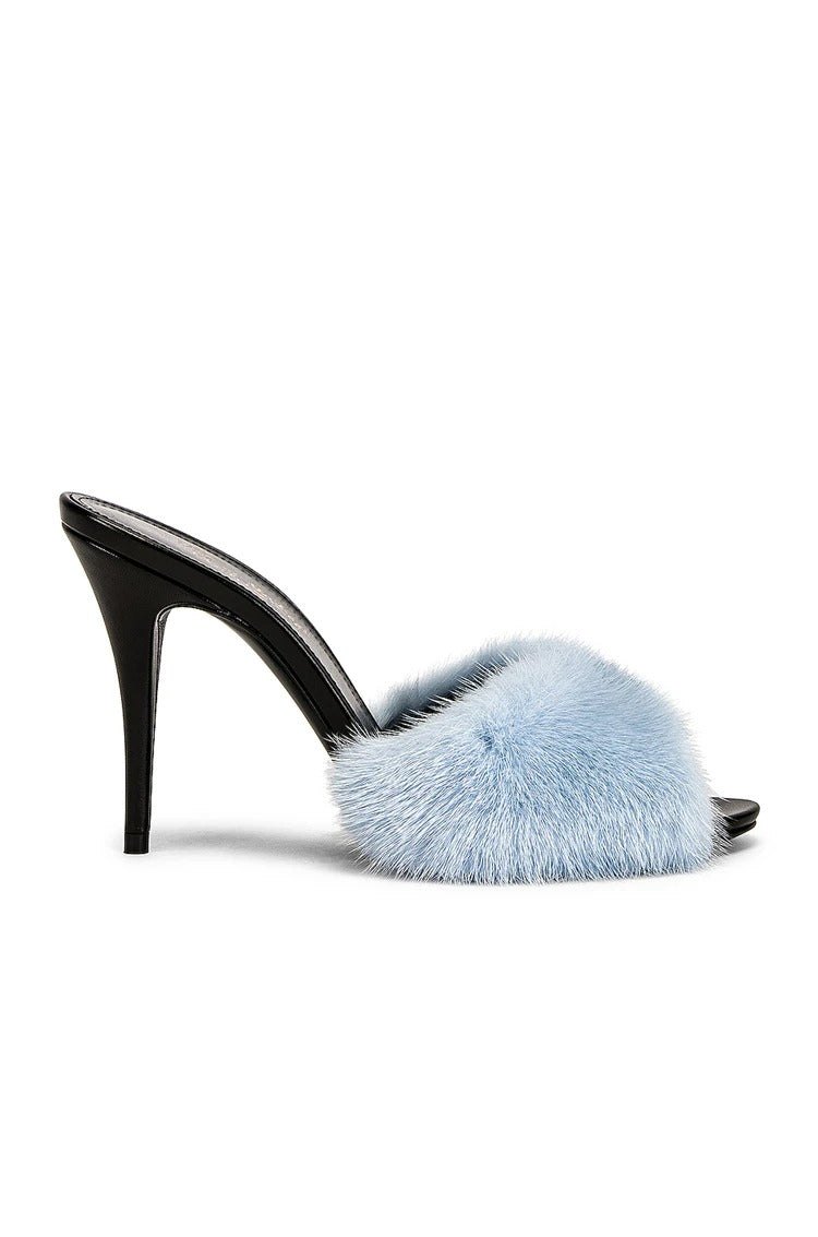 Faux Fur Leather Heels