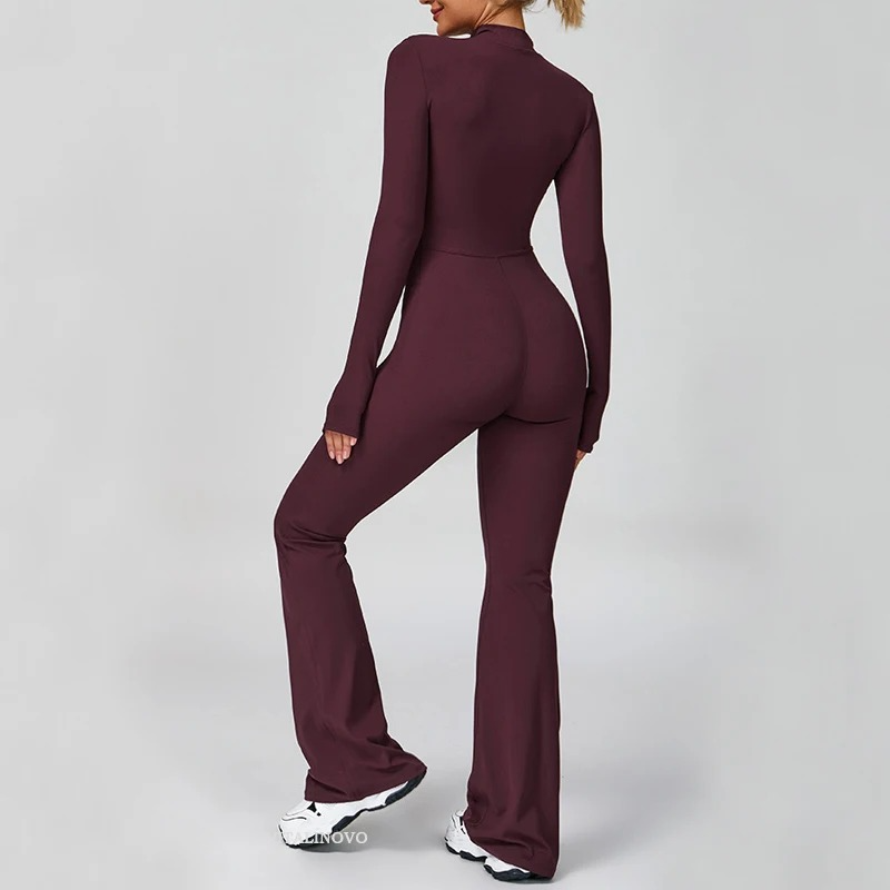 VITALINOVO Zip-Up Flare Jumpsuit