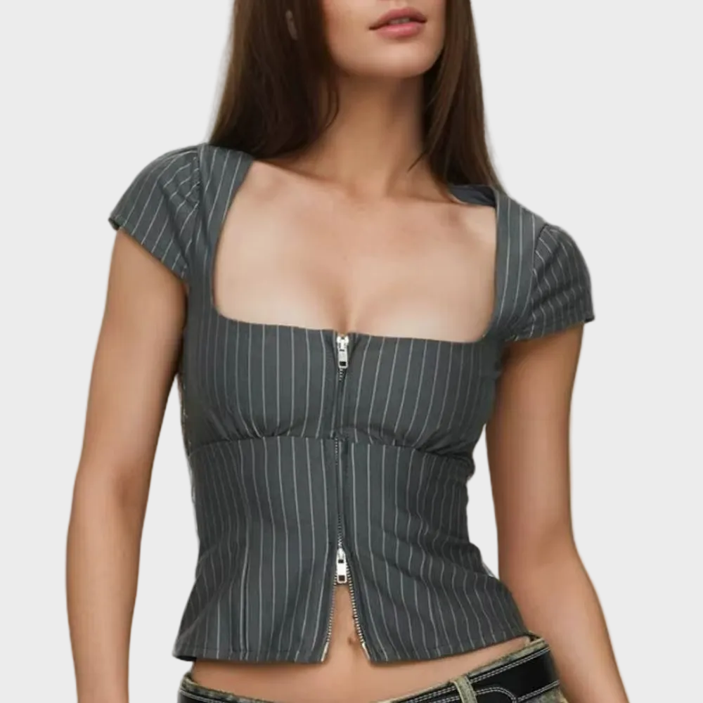 Vintage Coquette Style Pinstriped Top