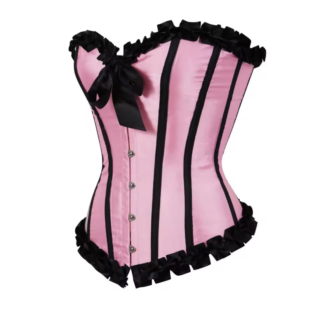 Striped Blush Bowed Corset