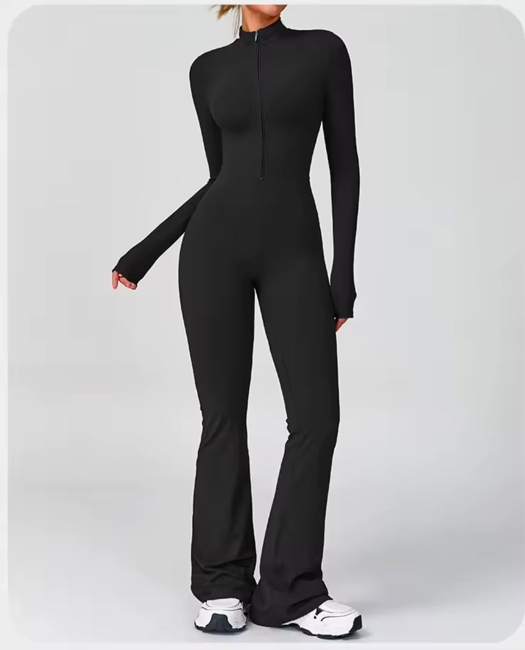 VITALINOVO Zip-Up Flare Jumpsuit