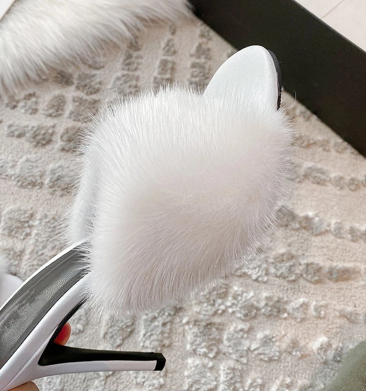 Faux Fur Leather Heels