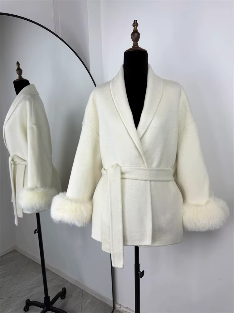 Lacey Fur-Trimmed Belted Coat