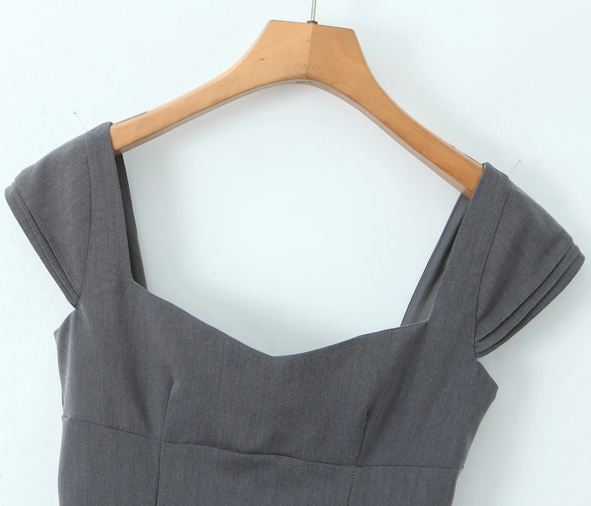 Retro French Gray Lace-Up Corset Mini Dress