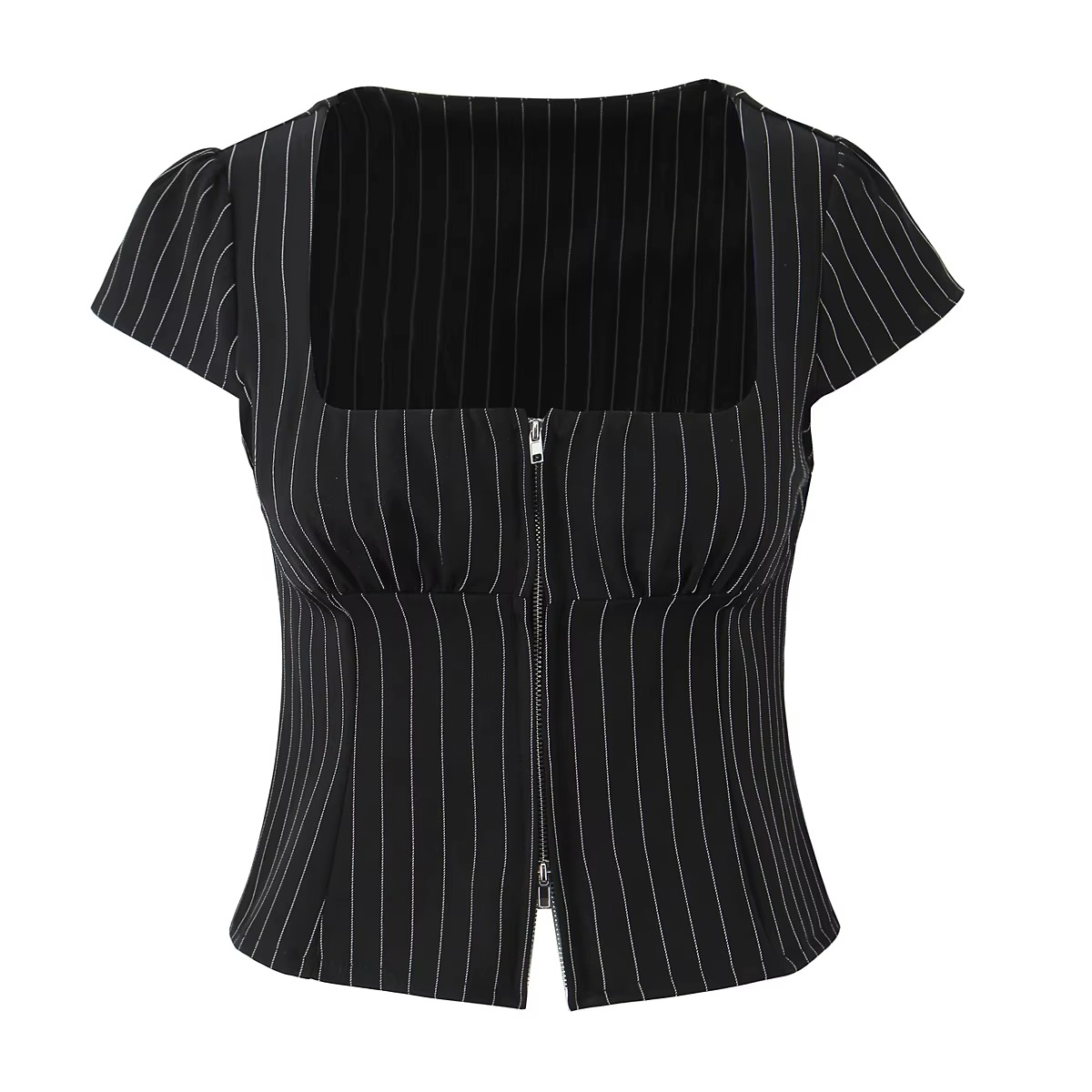 Vintage Coquette Style Pinstriped Top