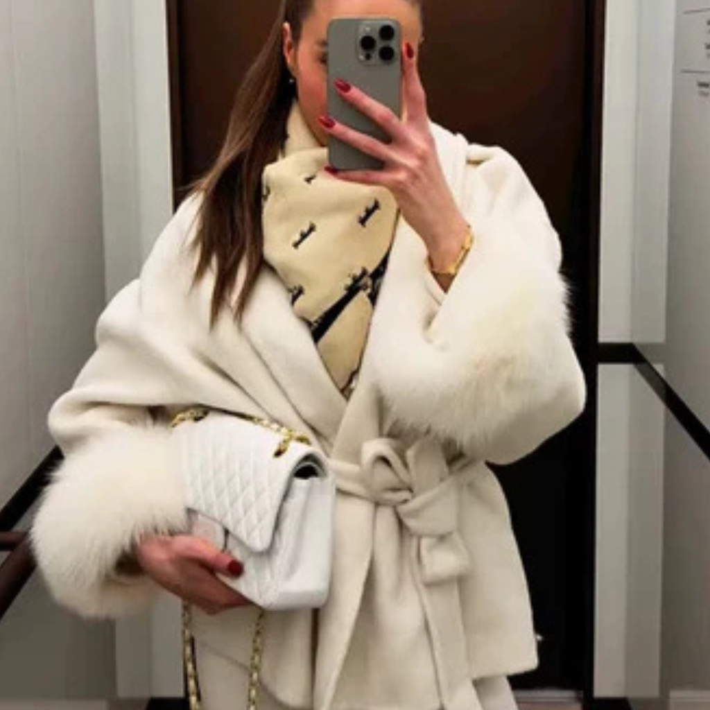 Lacey Fur-Trimmed Belted Coat