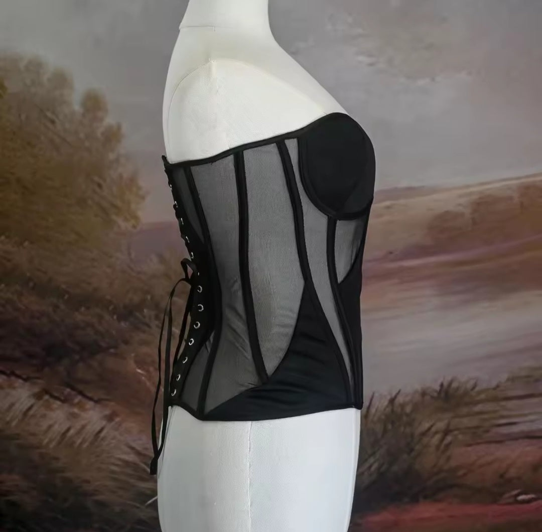 Refined Elegance Sheer Waist Cincher Corset