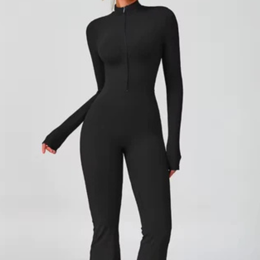 VITALINOVO Zip-Up Flare Jumpsuit